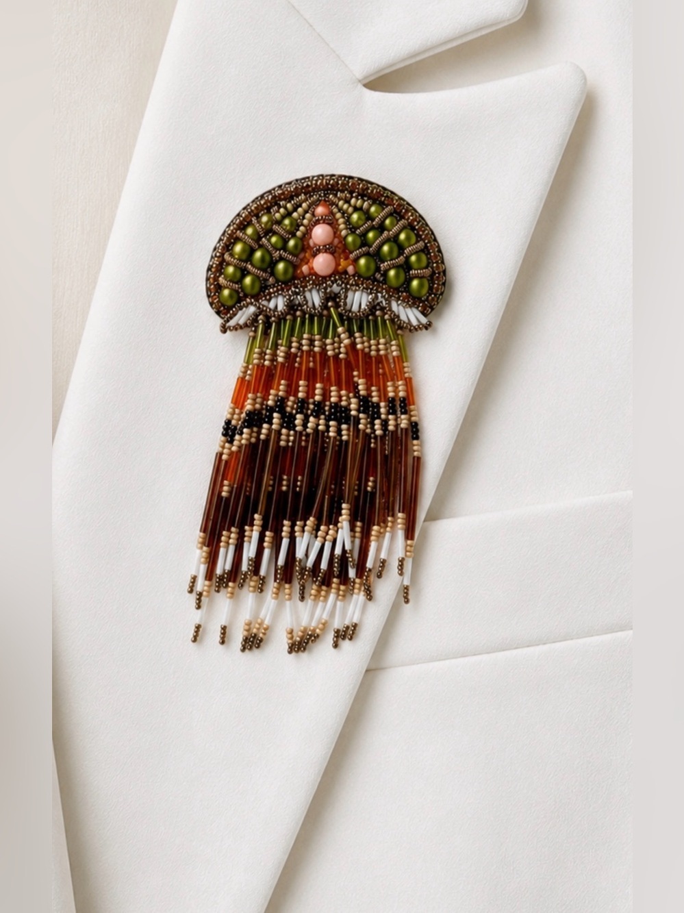 Handmade Beaded Jellyfish Brooch